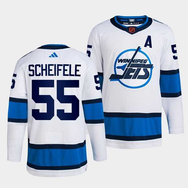 Men%27s Winnipeg Jets #55 Mark Scheifele White 2022 Reverse Retro Stitched Jersey Dzhi->winnipeg jets->NHL Jersey